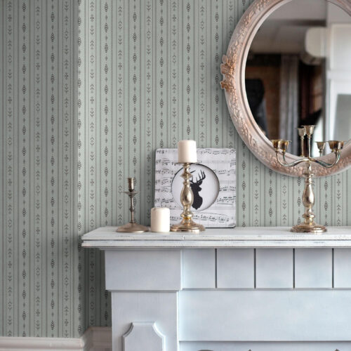 Wall Murals Ethnic motif with patterns in grey and mint colours a00138