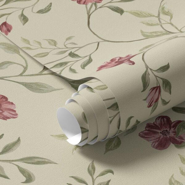 Wall Murals Flowers and red buds on a light background a00114 Wall Murals Flowers and red buds on a light background a00114