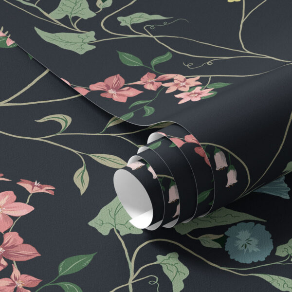 Wall Murals Flowers, leaves and stems on dark background a00047 Wall Murals Flowers, leaves and stems on dark background a00047