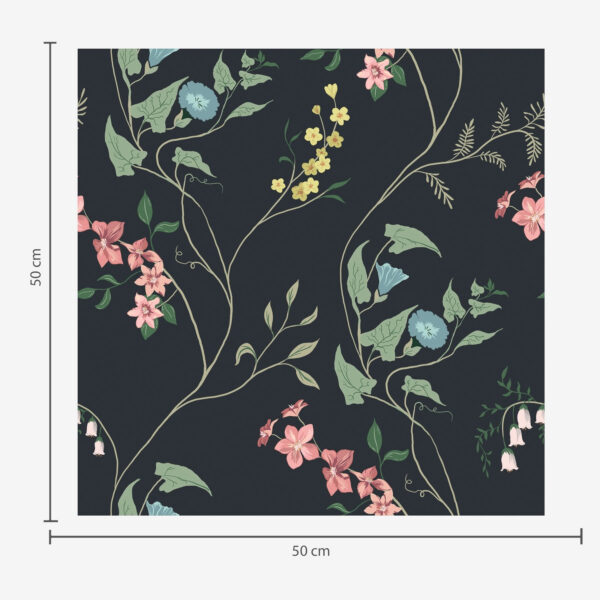 Wall Murals Flowers, leaves and stems on dark background a00047 Wall Murals Flowers, leaves and stems on dark background a00047