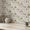 Wall Murals Forest animals in soft watercolor style, trees and mushrooms a00212