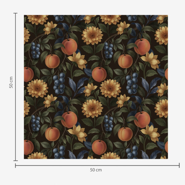 Wall Murals Fruits and golden flowers on dark botanical background a00395 Wall Murals Fruits and golden flowers on dark botanical background a00395