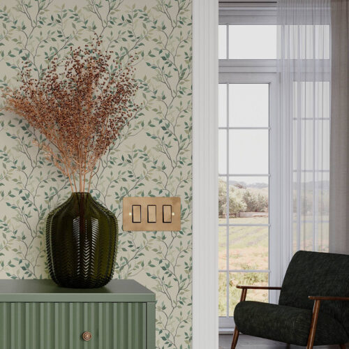 Wall Murals Gentle twisted twigs with leaves a00071