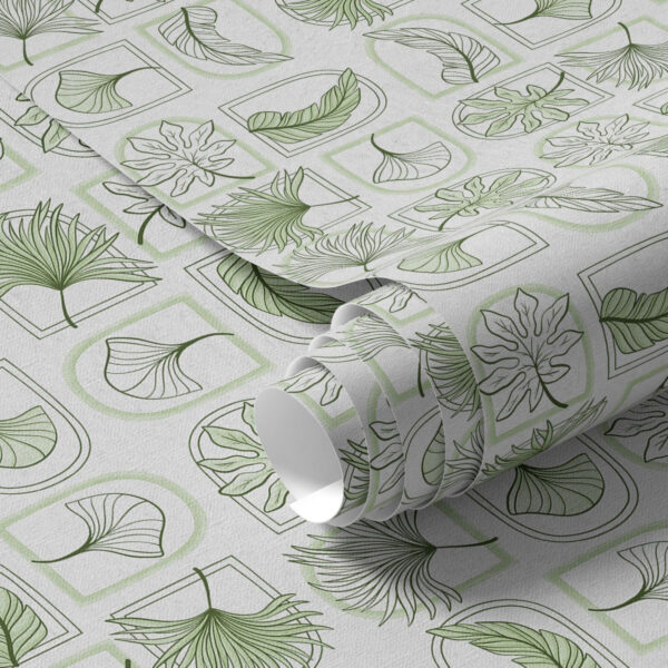 Wall Murals Graphic pattern with green leaves in squares a00287 Wall Murals Graphic pattern with green leaves in squares a00287
