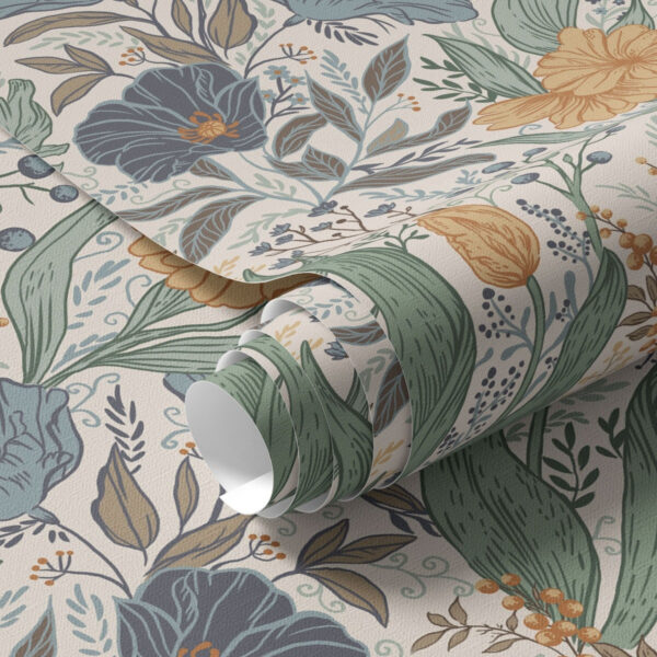 Wall Murals Hand-drawn illustration of meadow flowers in warm colors a00180 Wall Murals Hand-drawn illustration of meadow flowers in warm colors a00180