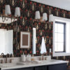 Wall Murals Hare and red flowers on a dark background a00102