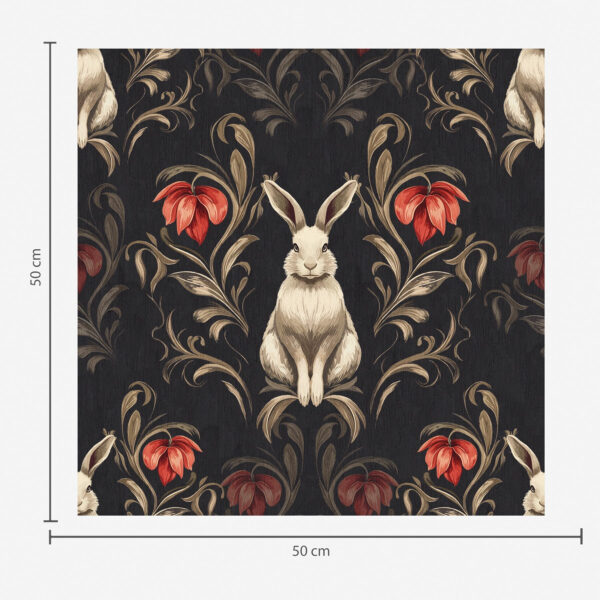 Wall Murals Hare and red flowers on a dark background a00102 Wall Murals Hare and red flowers on a dark background a00102