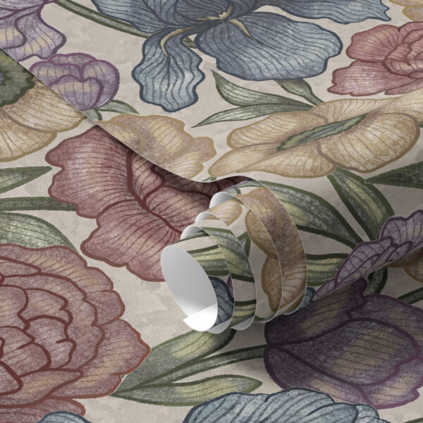 Wall Murals Large floral illustrations with irises and peonies a00325 Wall Murals Large floral illustrations with irises and peonies a00325