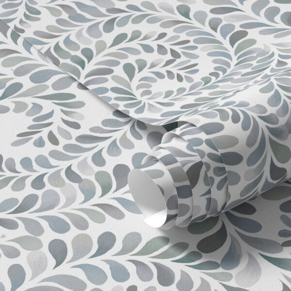 Wall Murals Leafy spirals in cool gray-blue tones a00602v1