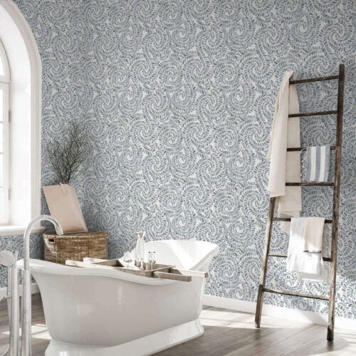 Wall Murals Leafy spirals in cool gray-blue tones a00602v1