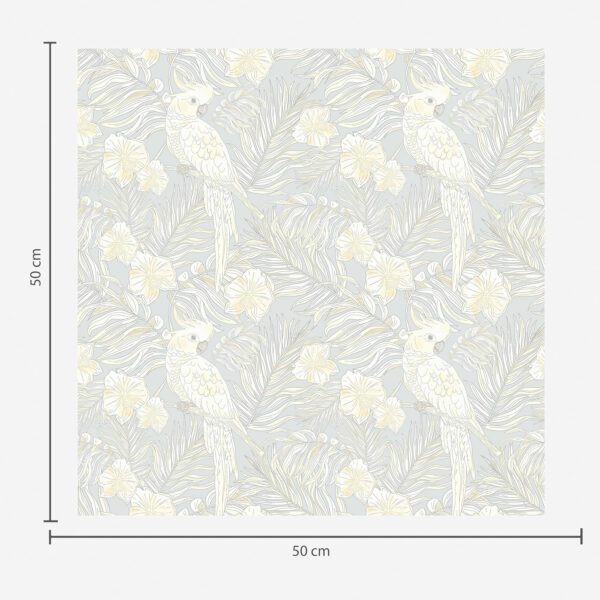 Wall Murals Light tropical print with cockatoos and flowers on a blue background a00203 Wall Murals Light tropical print with cockatoos and flowers on a blue background a00203
