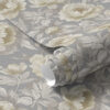Wall Murals Lush peonies and leaves on a gray background a00403