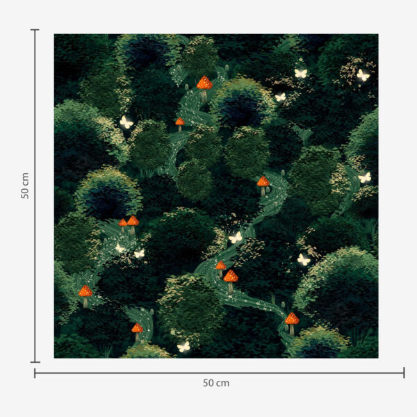 Wall Murals Lush tree crowns and colorful mushrooms a00087 Wall Murals Lush tree crowns and colorful mushrooms a00087
