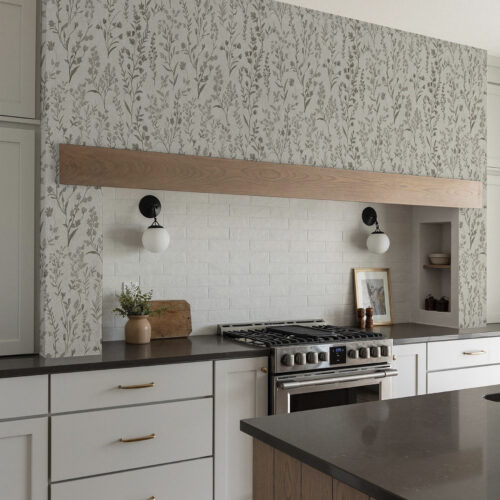 Wall Murals Monochrome meadow grasses in vintage style a00192