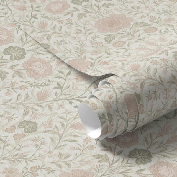 Wall Murals Morris style: peonies and grasses in soft beige-greens a00581 Wall Murals Morris style: peonies and grasses in soft beige-greens a00581