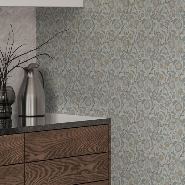 Wall Murals Muted pomegranate and flower branches in vintage style a00383 Wall Murals Muted pomegranate and flower branches in vintage style a00383