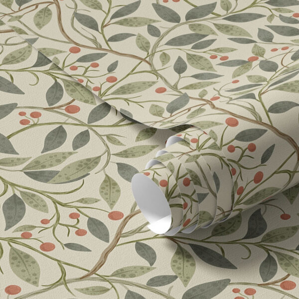 Wall Murals Olive branches with berries on a warm light ground a00573 Wall Murals Olive branches with berries on a warm light ground a00573