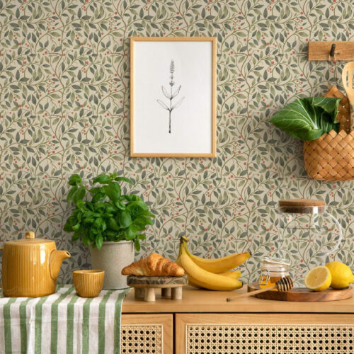 Wall Murals Olive branches with berries on a warm light ground a00573