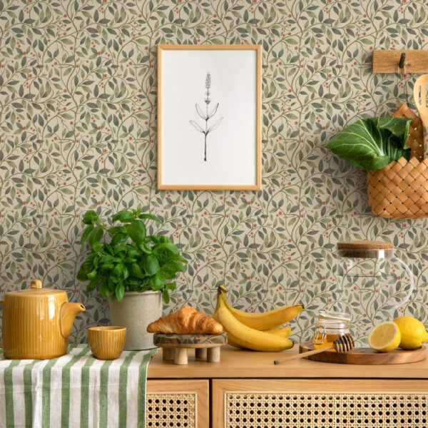 Wall Murals Olive branches with berries on a warm light ground a00573 Wall Murals Olive branches with berries on a warm light ground a00573