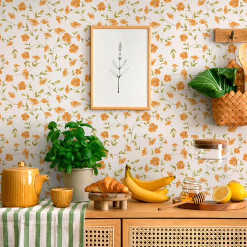 Wall Murals Orange flowers on white background a00015