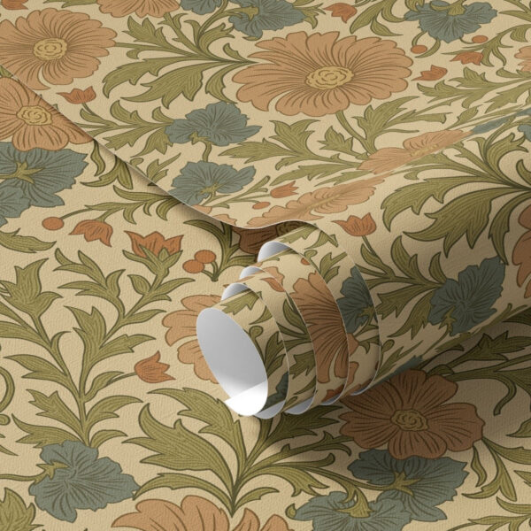 Wall Murals Orange flowers with leaves in Art Nouveau style a00409 Wall Murals Orange flowers with leaves in Art Nouveau style a00409