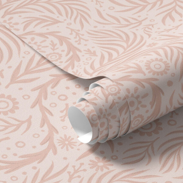 Wall Murals Pale pink floral elements on a pink background a00290 Wall Murals Pale pink floral elements on a pink background a00290