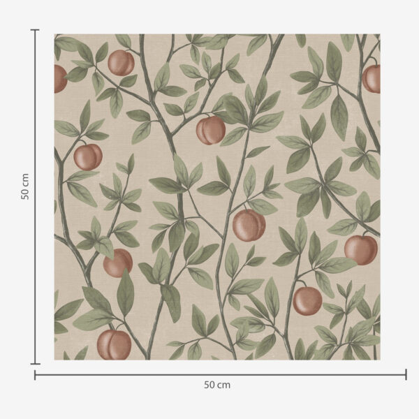 Wall Murals Peaches on branches with green leaves on beige background a00429 Wall Murals Peaches on branches with green leaves on beige background a00429