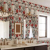 Wall Murals Peonies in retro style on a beige background a00107