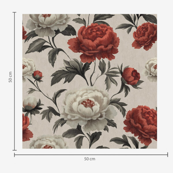 Wall Murals Peonies in retro style on a beige background a00107