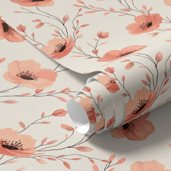Wall Murals Pink poppies on stems a00083 Wall Murals Pink poppies on stems a00083