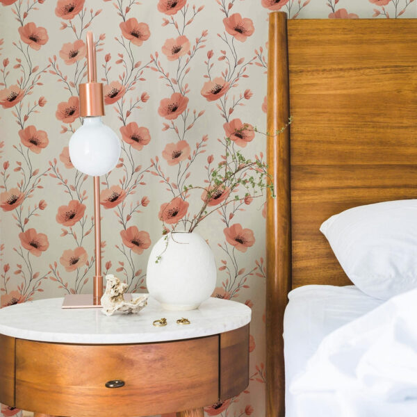 Wall Murals Pink poppies on stems a00083 Wall Murals Pink poppies on stems a00083