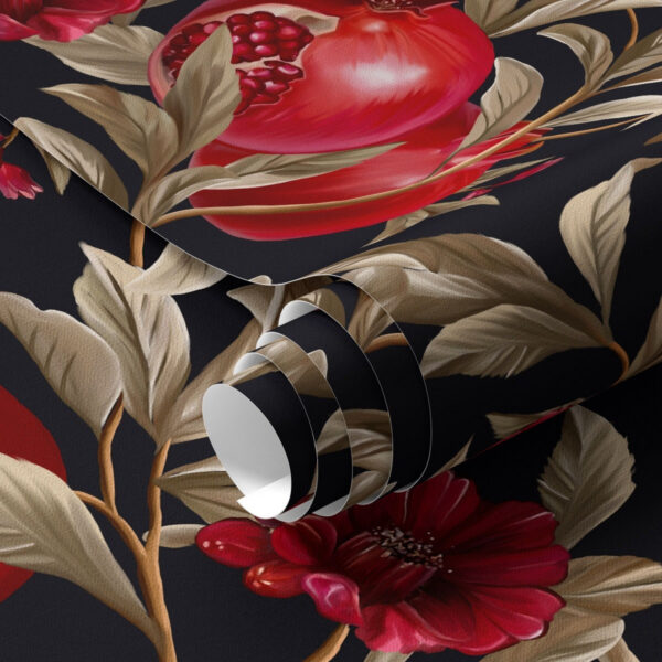 Wall Murals Pomegranates and flowers on a dark background in Mediterranean style a00115 Wall Murals Pomegranates and flowers on a dark background in Mediterranean style a00115
