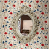 Wall Murals Poppies, daisies and butterflies on white background a00072