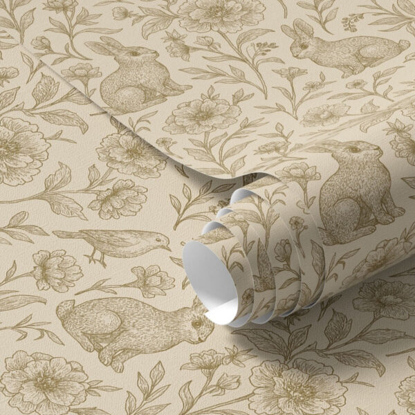 Wall Murals Rabbits and birds in a floral pattern a00571 Wall Murals Rabbits and birds in a floral pattern a00571