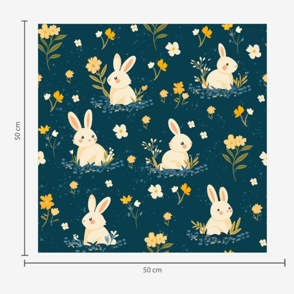Wall Murals Rabbits in grass and flowers on dark background a00080 Wall Murals Rabbits in grass and flowers on dark background a00080