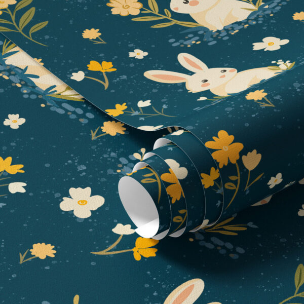 Wall Murals Rabbits in grass and flowers on dark background a00080 Wall Murals Rabbits in grass and flowers on dark background a00080
