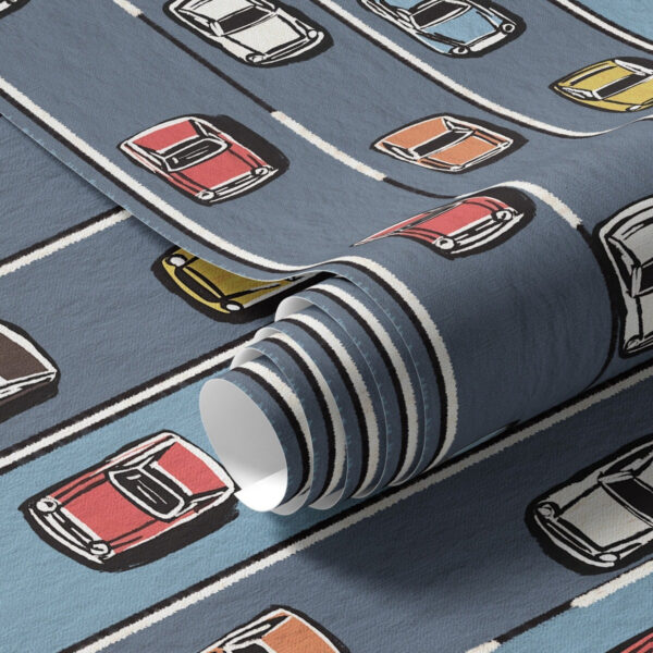 Wall Murals Retro car on the road in the style of the 60s a00118v1 Wall Murals Retro car on the road in the style of the 60s a00118v1