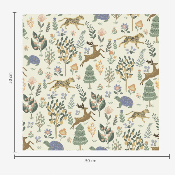 Wall Murals Retro illustration with leopards, trees and deer a00184 Wall Murals Retro illustration with leopards, trees and deer a00184