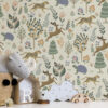 Wall Murals Retro illustration with leopards, trees and deer a00184