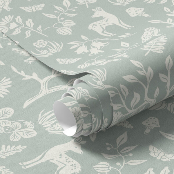 Wall Murals Scandinavian animals and plants on a mint background a00149 Wall Murals Scandinavian animals and plants on a mint background a00149