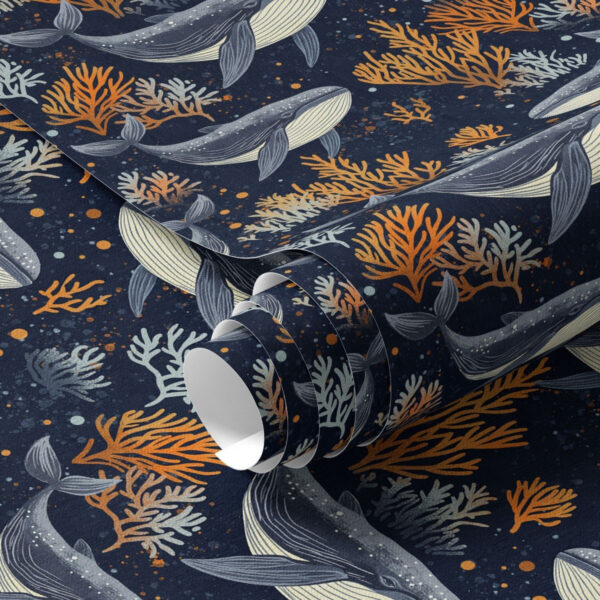 Wall Murals Sea whales and corals on a dark background a00116 Wall Murals Sea whales and corals on a dark background a00116