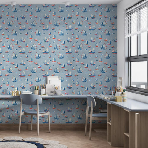 Wall Murals Ships on a blue background a00126