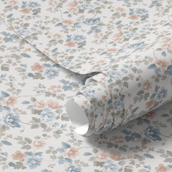 Wall Murals Small floral ornament in blue and coral tones a00347 Wall Murals Small floral ornament in blue and coral tones a00347
