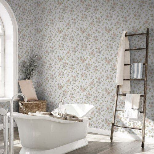 Wall Murals Small watercolor flowers in pastels on white a00596v1