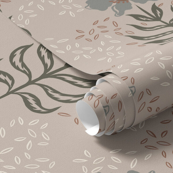 Wall Murals Stylized flowers and seeds on warm beige a00604 Wall Murals Stylized flowers and seeds on warm beige a00604