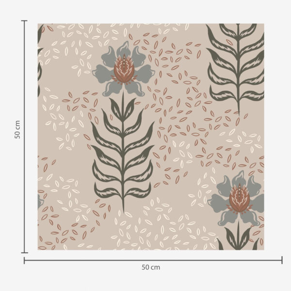 Wall Murals Stylized flowers and seeds on warm beige a00604 Wall Murals Stylized flowers and seeds on warm beige a00604