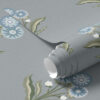 Wall Murals Stylized flowers on a gray-blue background, cool palette a00494v1