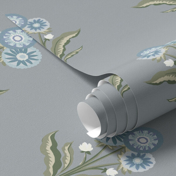 Wall Murals Stylized flowers on a gray-blue background, cool palette a00494v1 Wall Murals Stylized flowers on a gray-blue background, cool palette a00494v1
