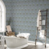 Wall Murals Stylized flowers on a gray-blue background, cool palette a00494v1