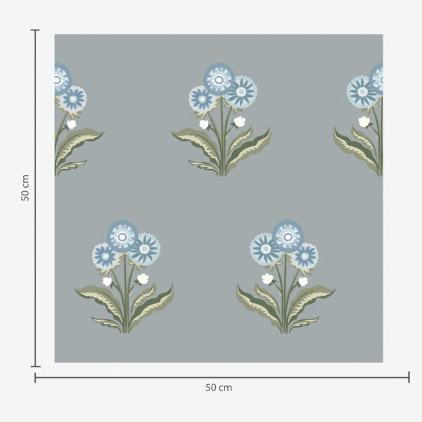 Wall Murals Stylized flowers on a gray-blue background, cool palette a00494v1 Wall Murals Stylized flowers on a gray-blue background, cool palette a00494v1